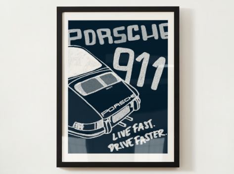 Dark Blue Live Fast. Drive Faster. Print